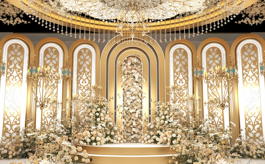 闵行香槟色调婚礼堂效果展示